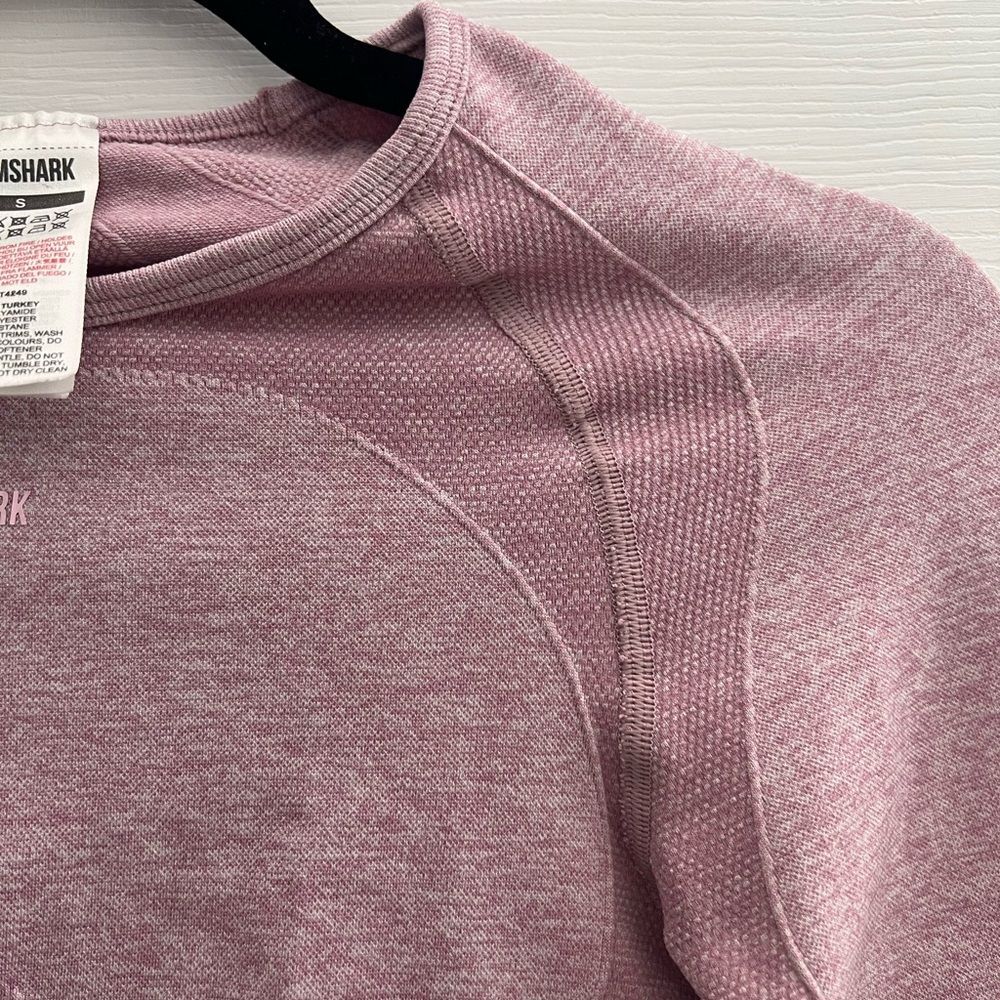 Gymshark Flex Crop Top Long Sleeve Active Deep Blush/White Size Small - Picture 10 of 12